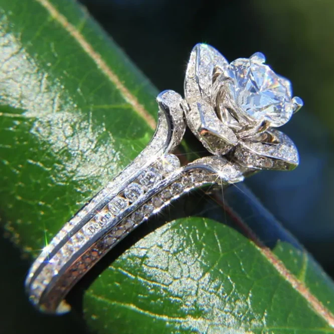 14K White Gold Engagement Ring 2 Carat Certified Lab Grown Round Diamond - Image 3