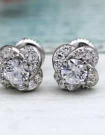 Certified Lab Grown Diamond Stud Earrings Solid 14K White Gold 1.33 Ctw Round Cut