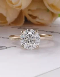 3 Ct Round Cut F/VS1 Lab Grown Diamond Solitaire Engagement Ring 14k Yellow Gold