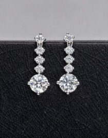 CVD Diamonds 3.00 Carat Certified Round Cut Drop/Dangle Earring Solid 14k White Gold