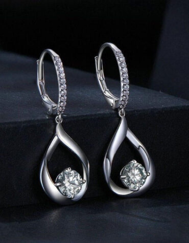 CVD Diamonds Solid 14k White Gold 1.35 CTW Certified Round Cut Drop/Dangle Earrings