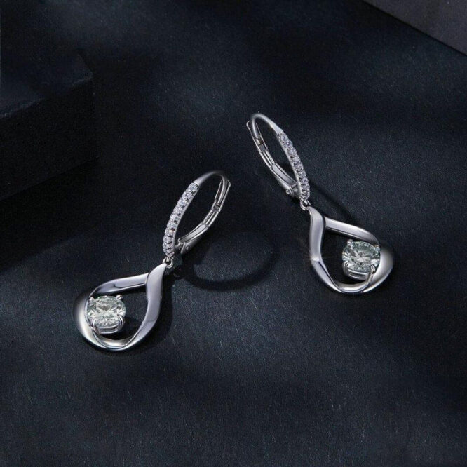 CVD Diamonds Solid 14k White Gold 1.35 CTW Certified Round Cut Drop/Dangle Earrings - Image 2