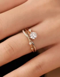 0.56CT Round Cut CVD Diamond Engagement Ring Twist Band Unique Bridal Ring Gift Her