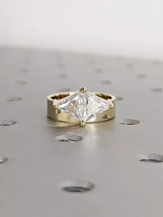 Two Stone Ring 2.0CT Trillion Cut Lab Grown Diamonds Engagement Ring Anniversary Gift For Wife - Image 2