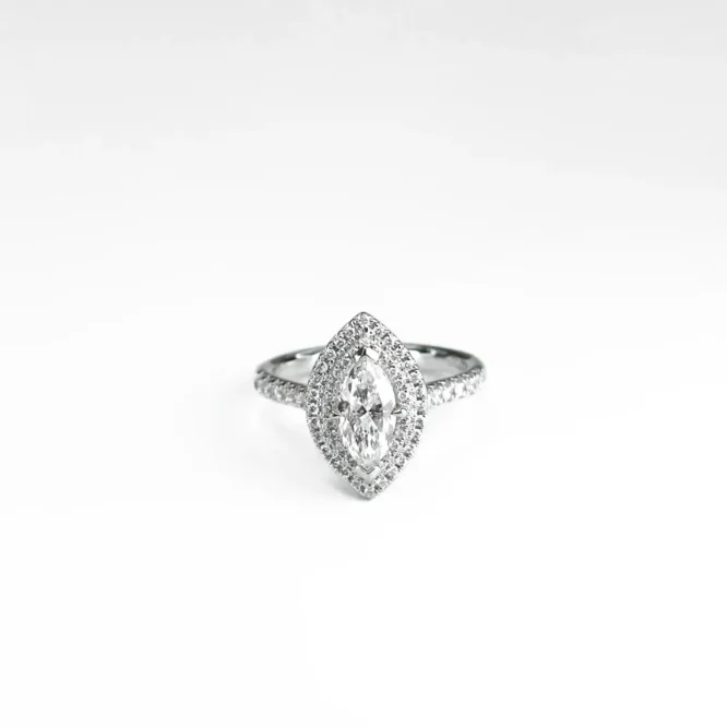 1.56 CT Marquise Cut Lab Grown Diamonds Double Halo Engagement Ring 14k White Gold For Her - Image 5