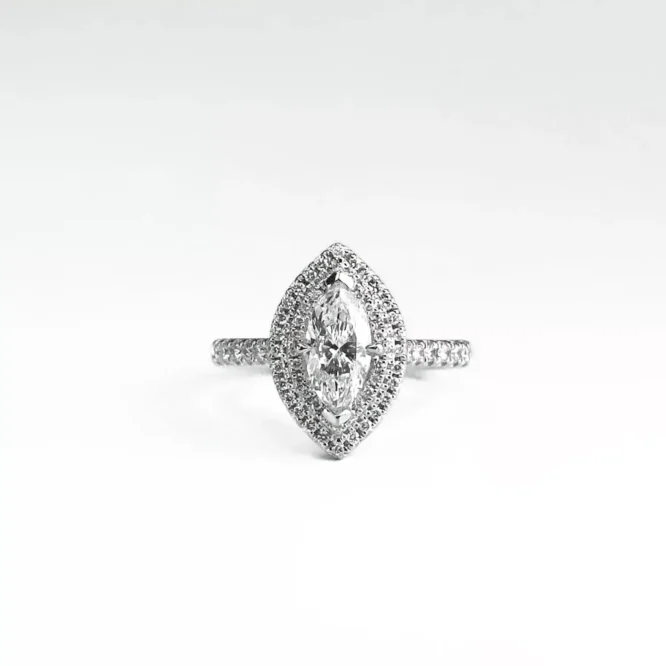 1.56 CT Marquise Cut Lab Grown Diamonds Double Halo Engagement Ring 14k White Gold For Her - Image 4