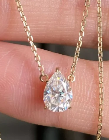 2.08CT Solitaire Pendant Necklace Pear Cut Lab Grown Diamond Pendant Single Stone Necklace Her