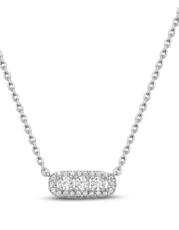 1.76 Ct Round Cut Lab Grown Diamonds Three-Stone Pendant Necklace in 14K White Gold