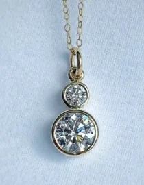 Toi Et Moi Necklace 2 Stone Round Cut Lab Grown Diamonds Pendant For Women Wedding Gifts