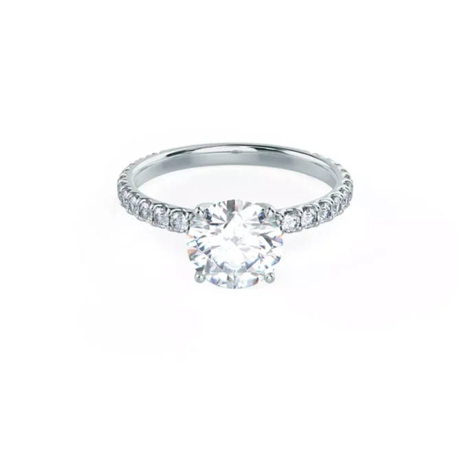 14K White Gold Wedding Ring Solitaire 1.80 Ct Round Cut Diamond - Image 2