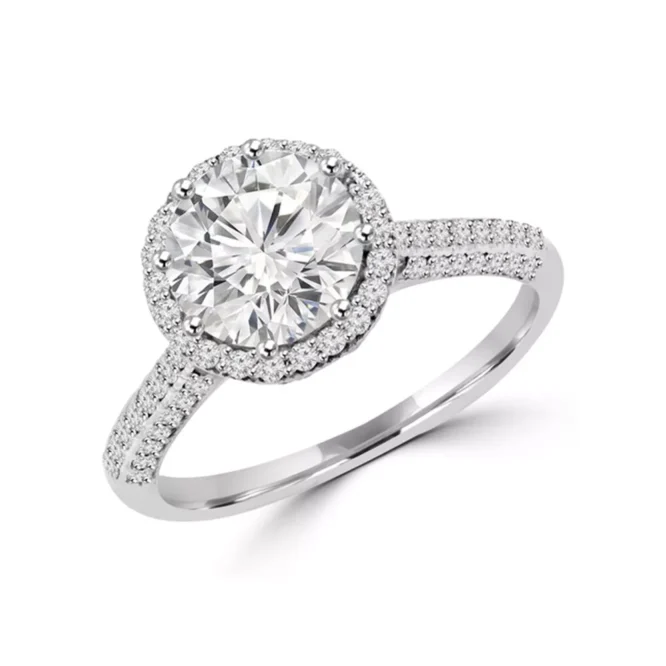 Engagement Ring 14K White Gold Lab Created 2.40 Ct Round Cut Diamond