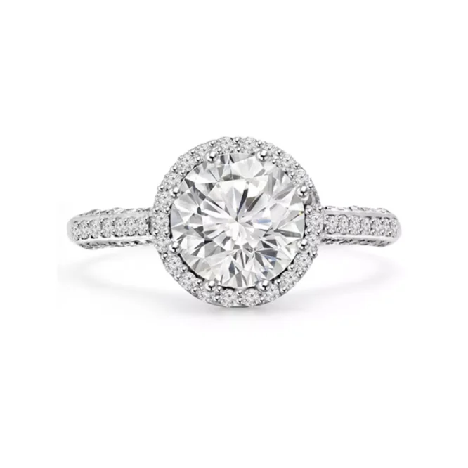 Engagement Ring 14K White Gold Lab Created 2.40 Ct Round Cut Diamond - Image 2