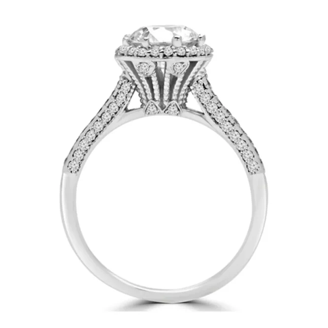 Engagement Ring 14K White Gold Lab Created 2.40 Ct Round Cut Diamond - Image 3