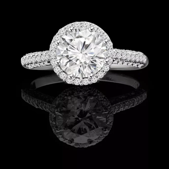 Engagement Ring 14K White Gold Lab Created 2.40 Ct Round Cut Diamond - Image 4