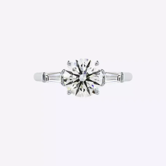 Gold Ring 14k White Gold Round Cut 1.90 Carat Three Stone Lab Created Diamond - Image 4