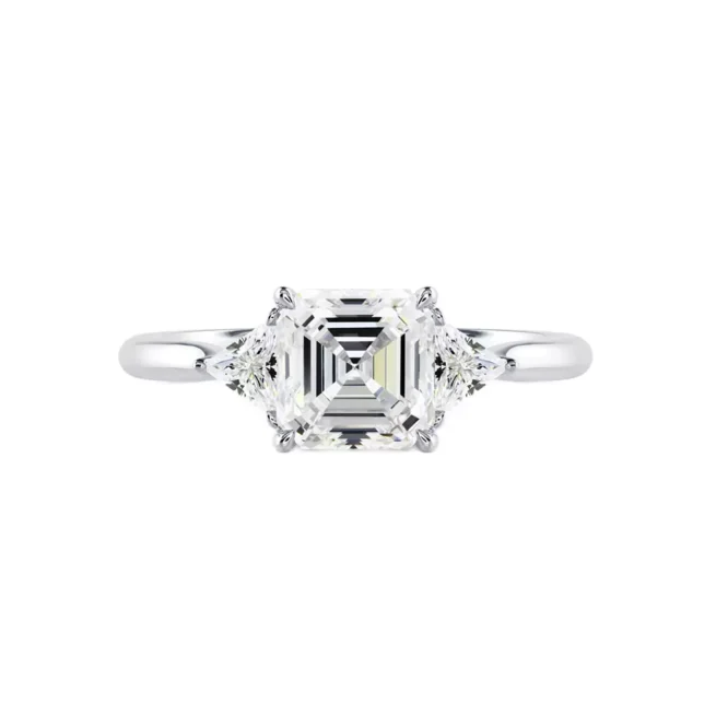 Asscher Cut 2.70 Carat Diamond Ring Lab Grown 14k White Gold - Image 2