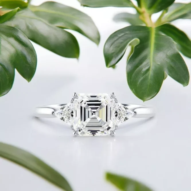 Asscher Cut 2.70 Carat Diamond Ring Lab Grown 14k White Gold - Image 8