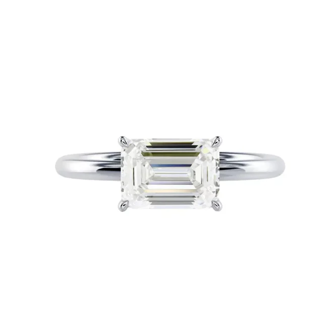 Emerald Cut Ring 1.50 Carat Wedding Lab Created Diamond 14k White Gold - Image 2