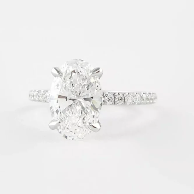Diamond Wedding Ring Lab Created Oval Cut 2.30 Carat Solid 14K White Gold - Image 3