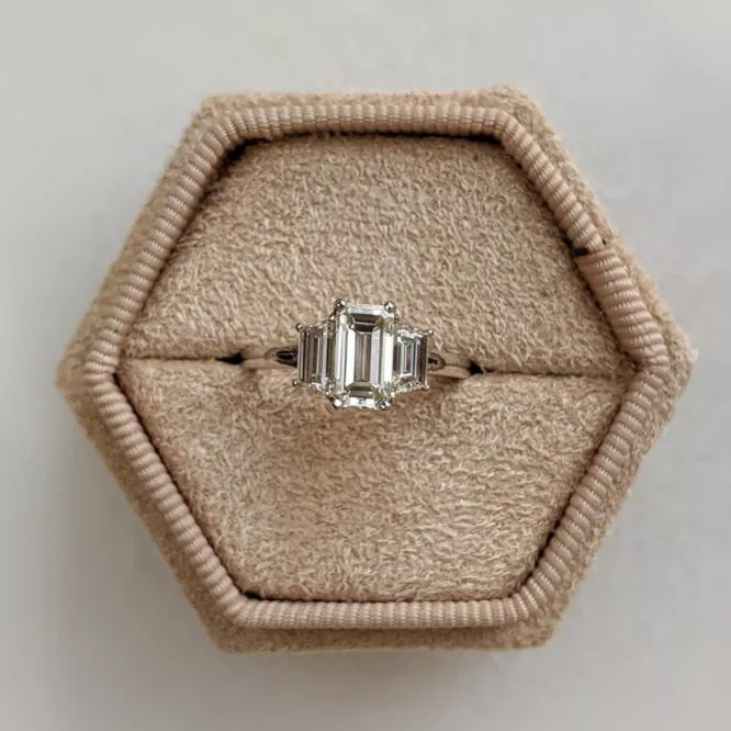 14K White Gold Engagement Ring 1.40 Carat Emerald Lab Created Diamond