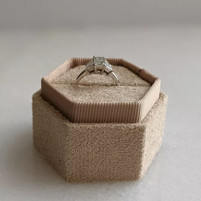 14K White Gold Engagement Ring 1.40 Carat Emerald Lab Created Diamond - Image 6
