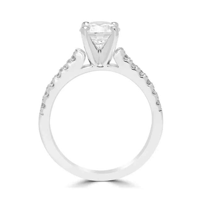 Engagement Ring Solid 14K White Gold 0.90 Ct Lab Created Round Diamond - Image 3