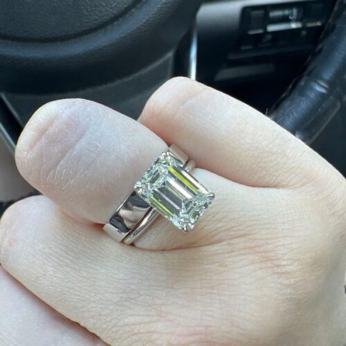Click to view full screen 1.58CT Emerald Cut Solitaire Engagement Ring Proposal Wedding CVD Diamond Ring For Women photo review