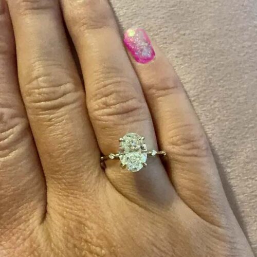 Click to view full screen 2 Carat Oval Lab Grown Diamond Ring / 2 CT Oval Diamond Thin Engagement Ring / Dainty Ring / 14k Gold Gold Elongated Oval Diamond / VS1 F photo review